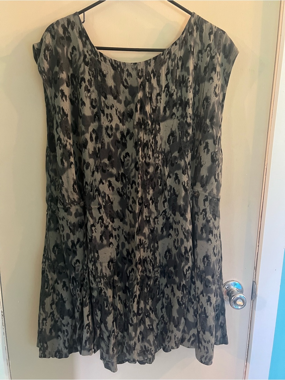 Free People Green and Black Animal-Print Mini Dress